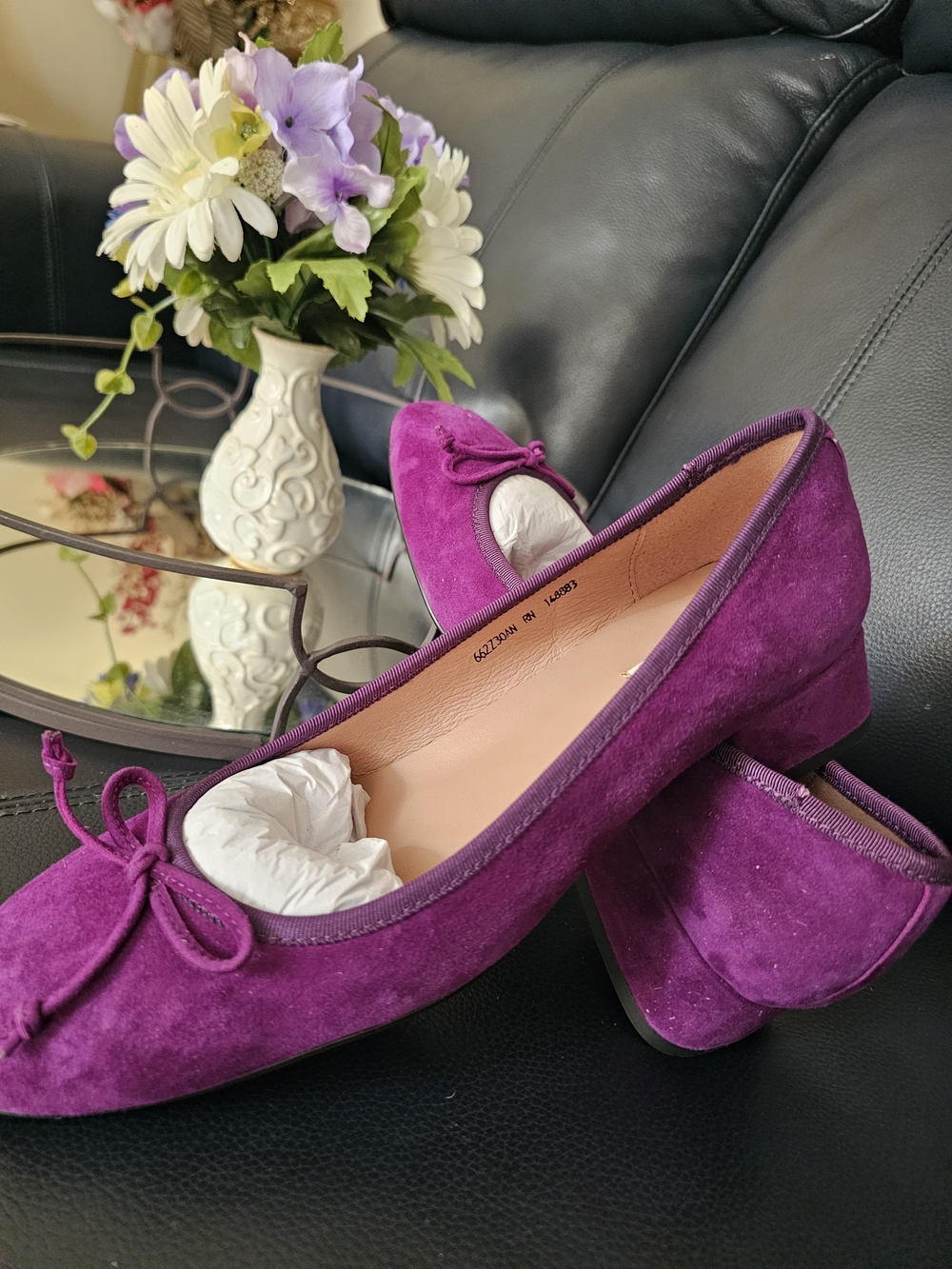 Bibi Lou Women's Purple Suede Ballet Flats - Picture 3 of 5